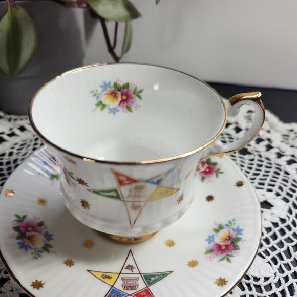 Masonic Lodge Cup & Saucer Order of the Eastern Star Elizabethan Fine Bone China - Picture 3 of 14